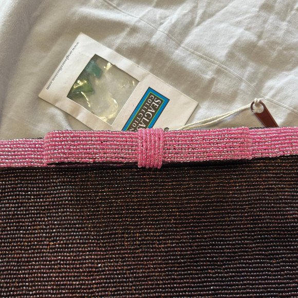 Seaglass Collection Beaded Pink & Brown Clutch - Picture 3 of 8